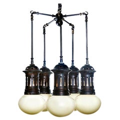 Vented Vaseline Glass Armory Chandelier