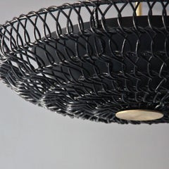 24" Pendant Light in Handwoven Black Rattan, Ventila Collection