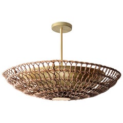 24" Pendant Light in Handwoven Mocha Rattan, Ventila Collection