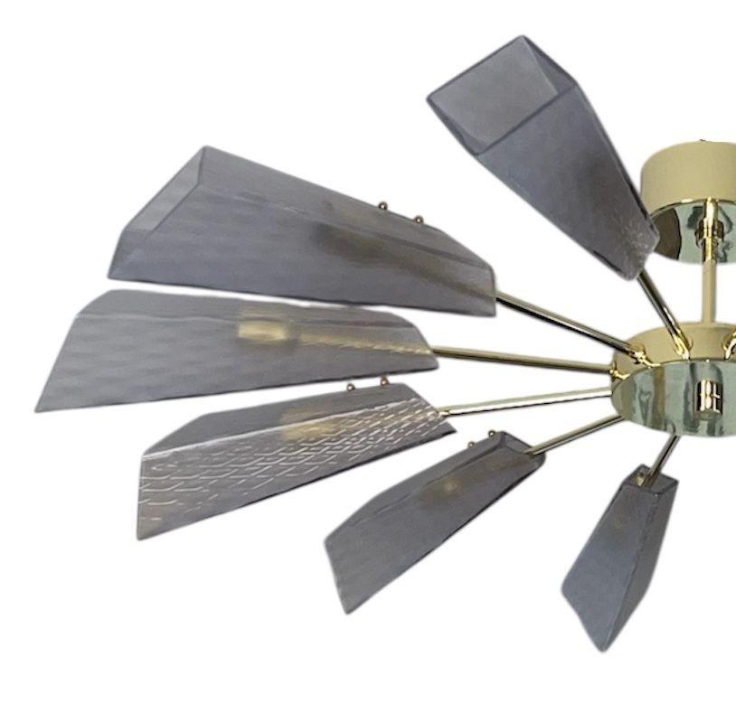 italien Lustre de style Ventilatore avec carreaux de verre de Murano, Italie, années 1980. en vente