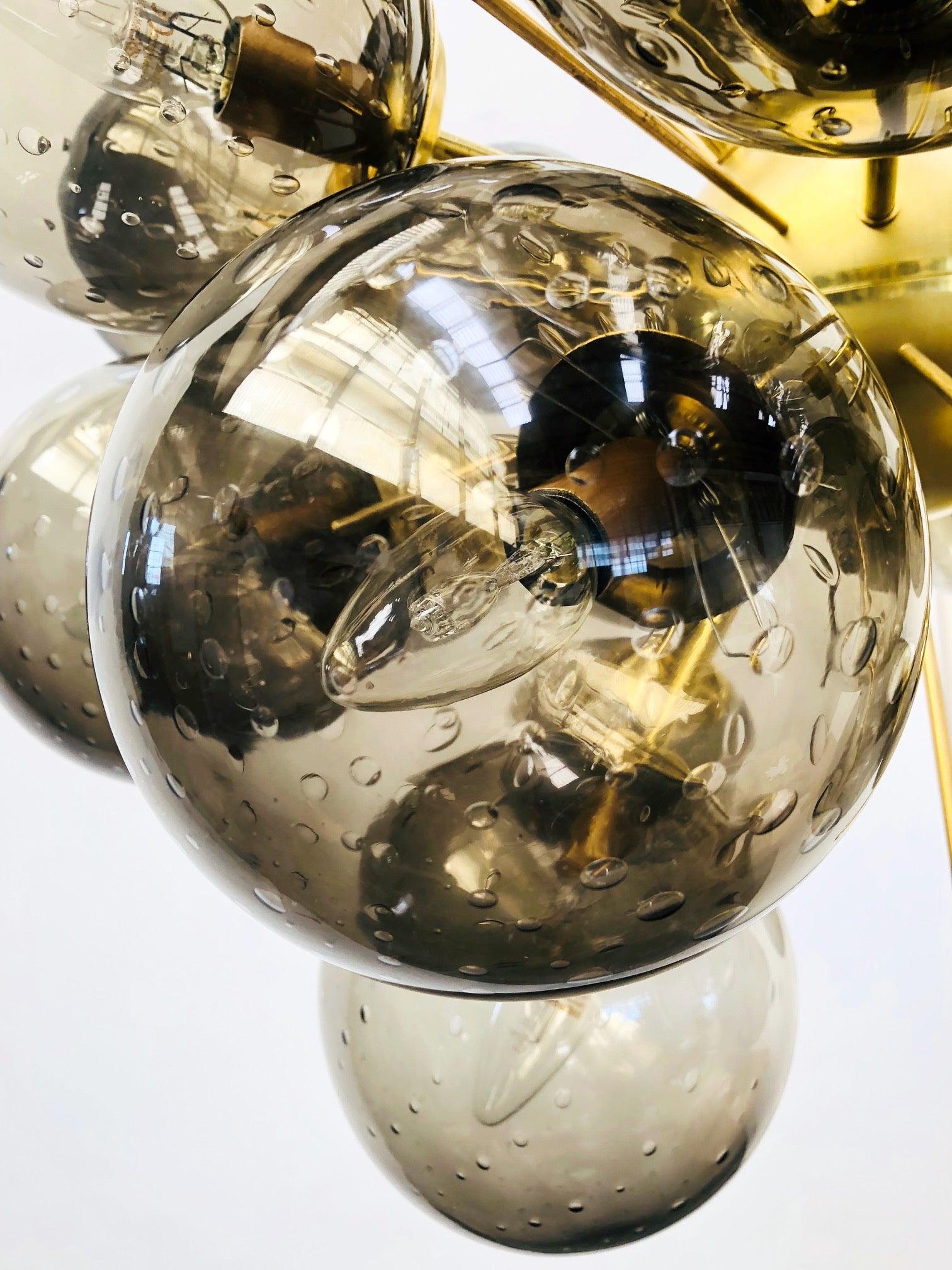 Smoked Glass Ventiquattro Sputnik Chandelier by Fabio Ltd For Sale