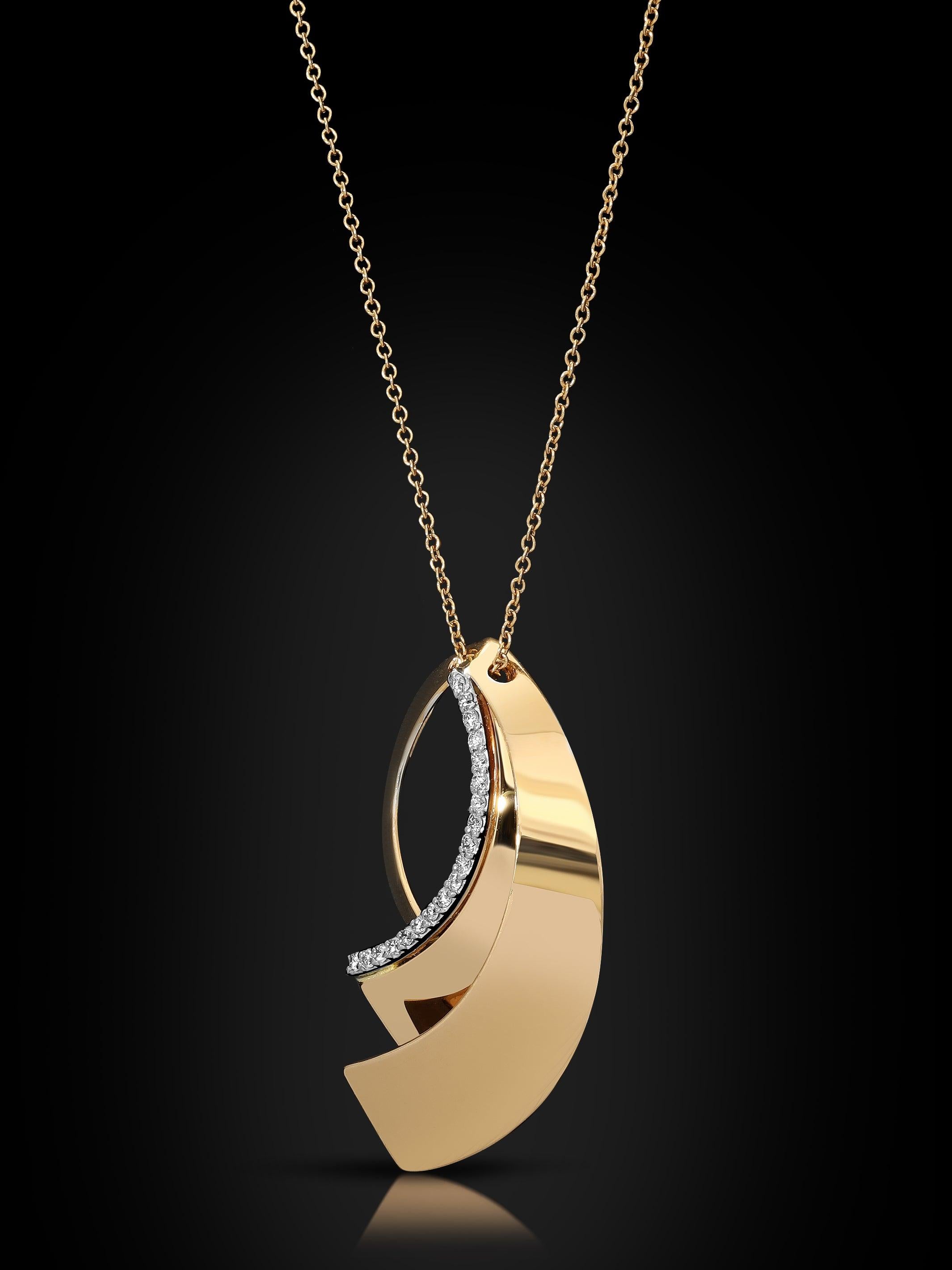 Round Cut Vento nella mia Vela: 18K Rose Gold Necklace with Diamonds For Sale