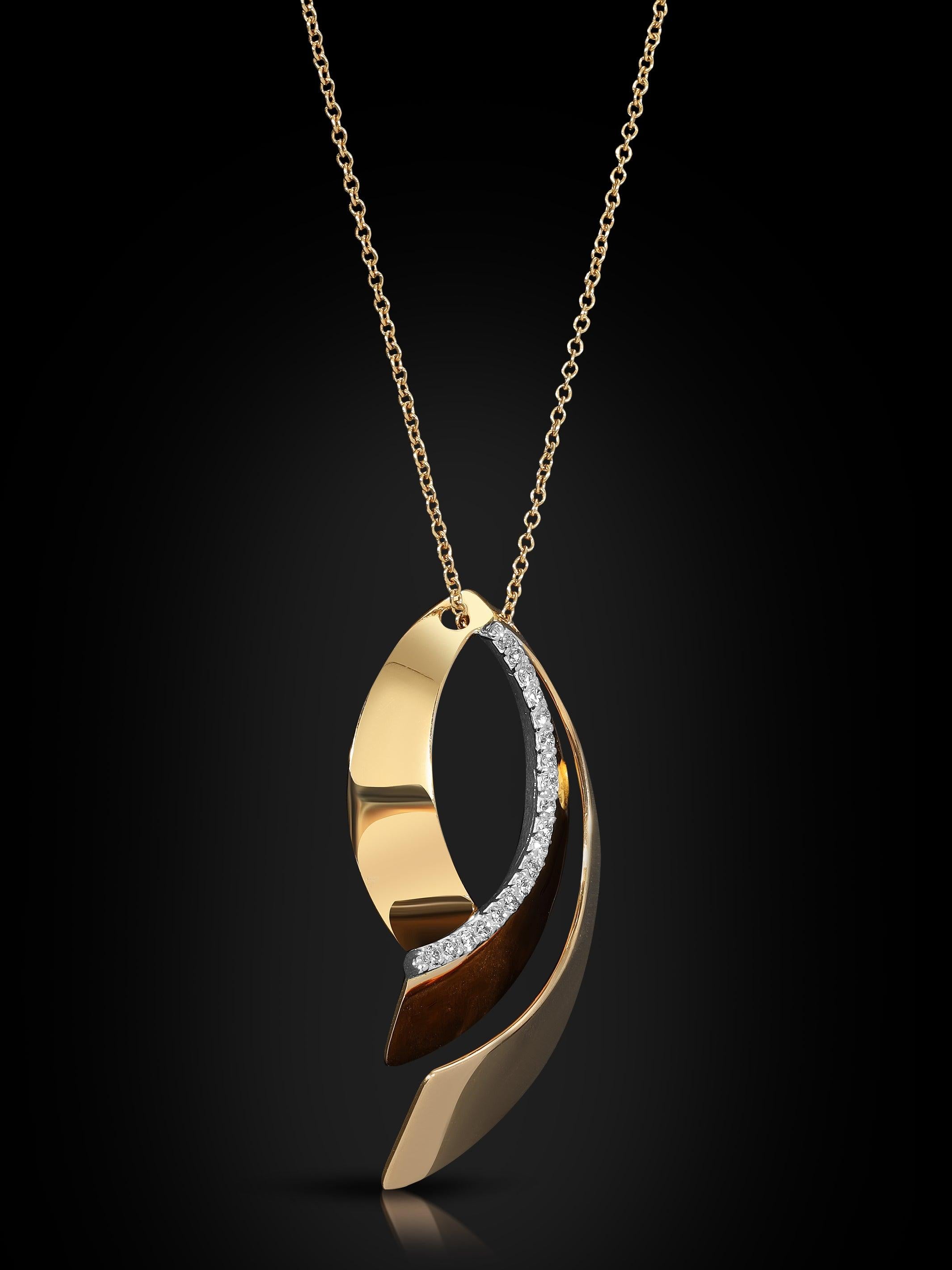 Vento nella mia Vela: 18K Rose Gold Necklace with Diamonds In New Condition For Sale In Mission Viejo, CA
