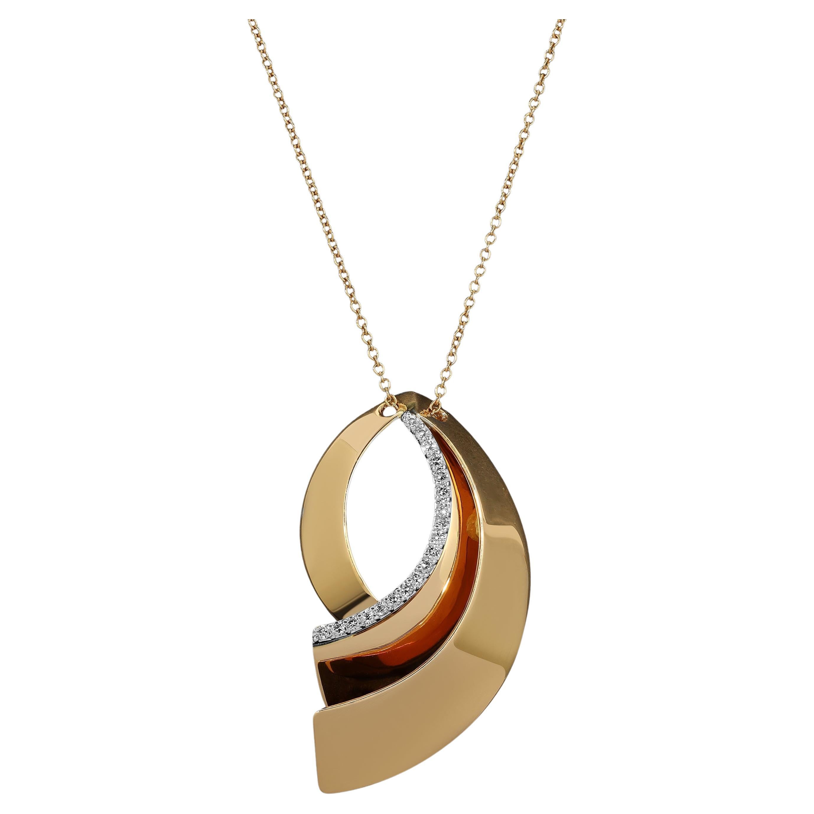 Vento nella mia Vela: 18K Rose Gold Necklace with Diamonds For Sale
