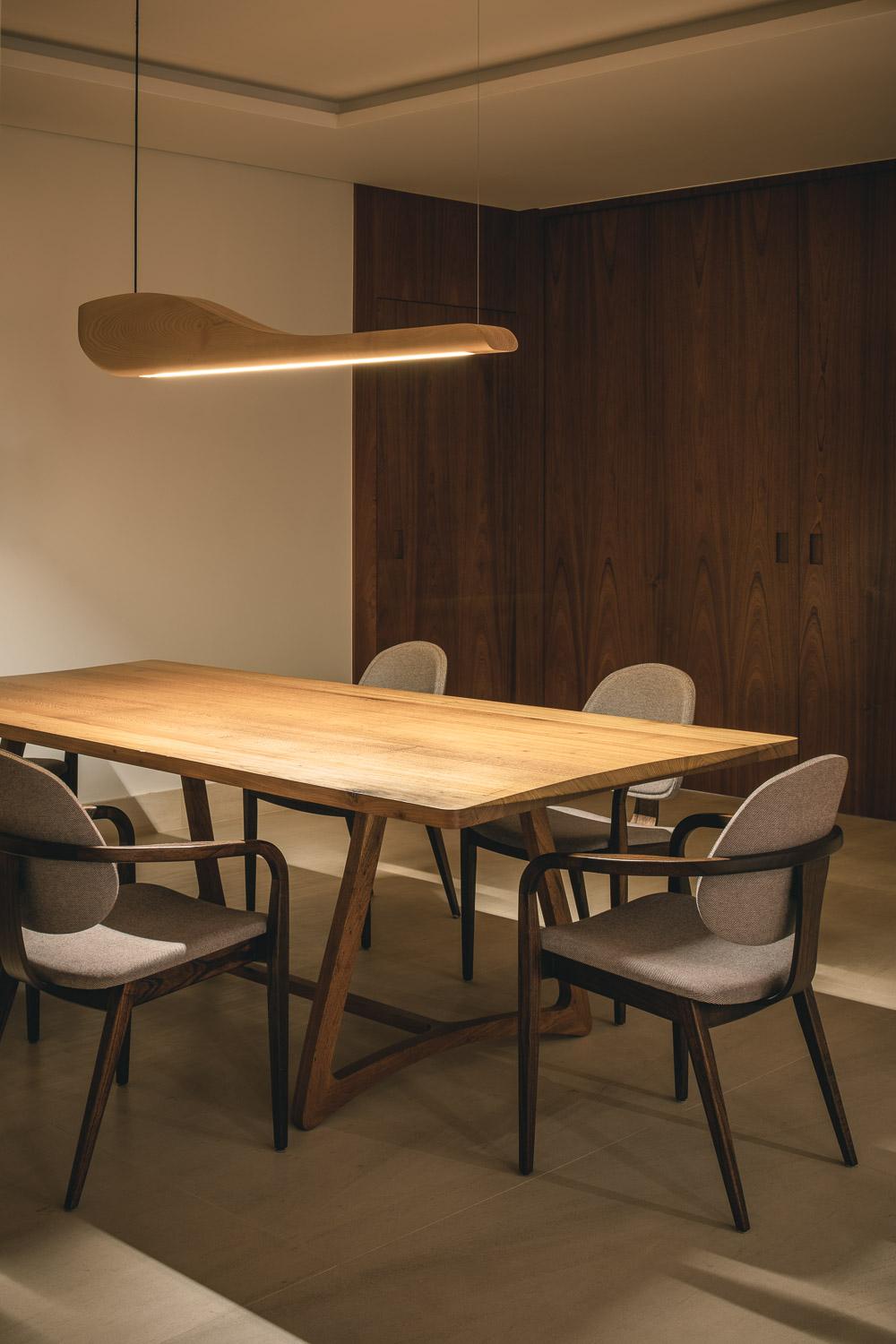 Modern Vento Pendant Light by Marcos Amato, Exotic Solidwood, Zebrawood, Limited Edition For Sale