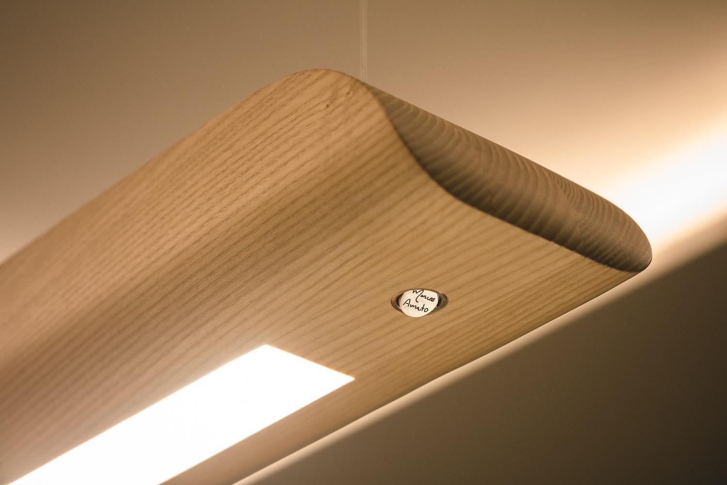 Vento Pendant Light by Marcos Amato in Exotic Solidwood, Ash, Limited Edition For Sale 2