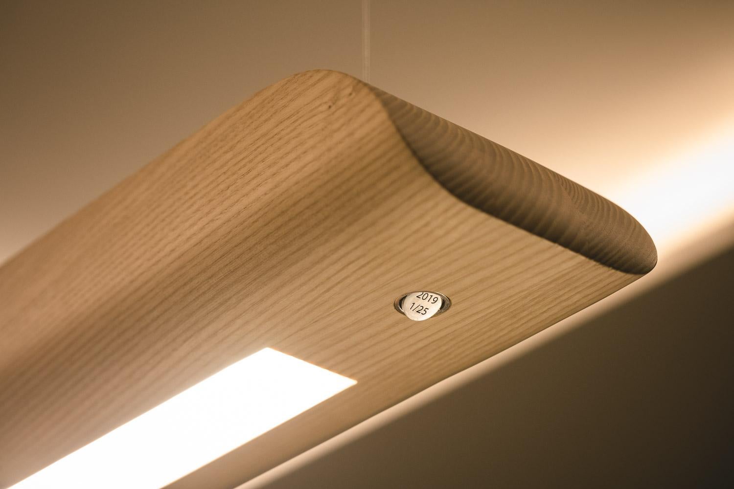 Vento Pendant Light by Marcos Amato in Exotic Solidwood, Ash, Limited Edition For Sale 3