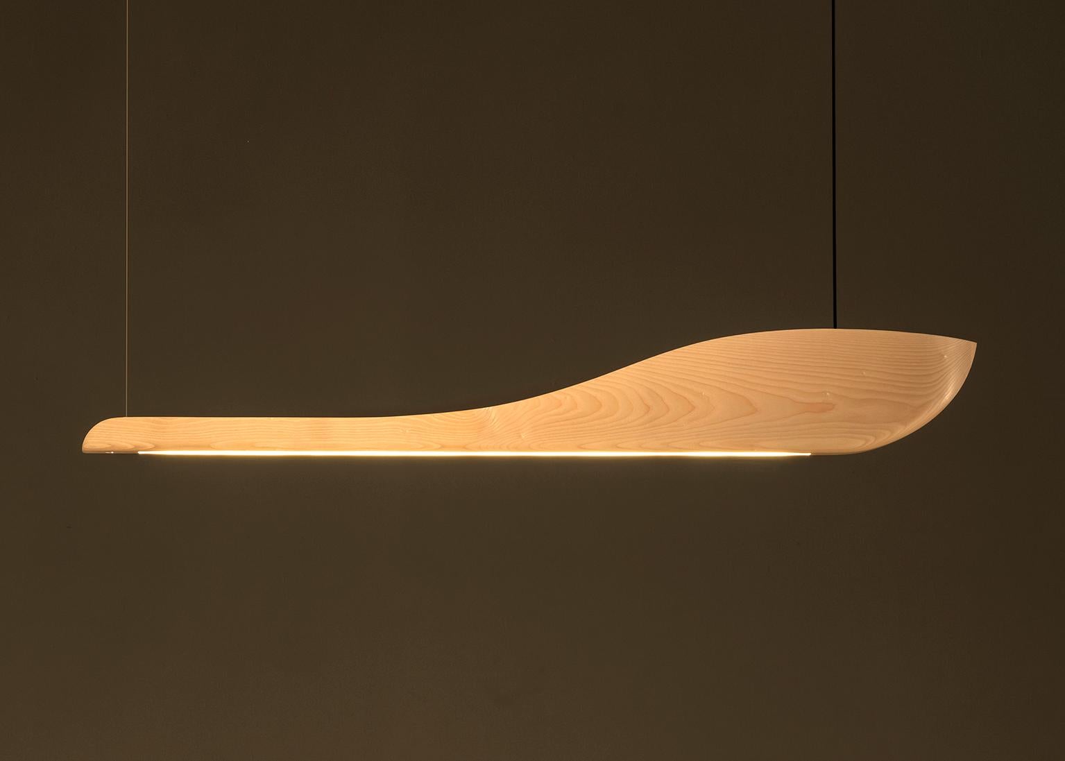 Modern Vento Pendant Light by Marcos Amato in Exotic Solidwood, Ash, Limited Edition For Sale