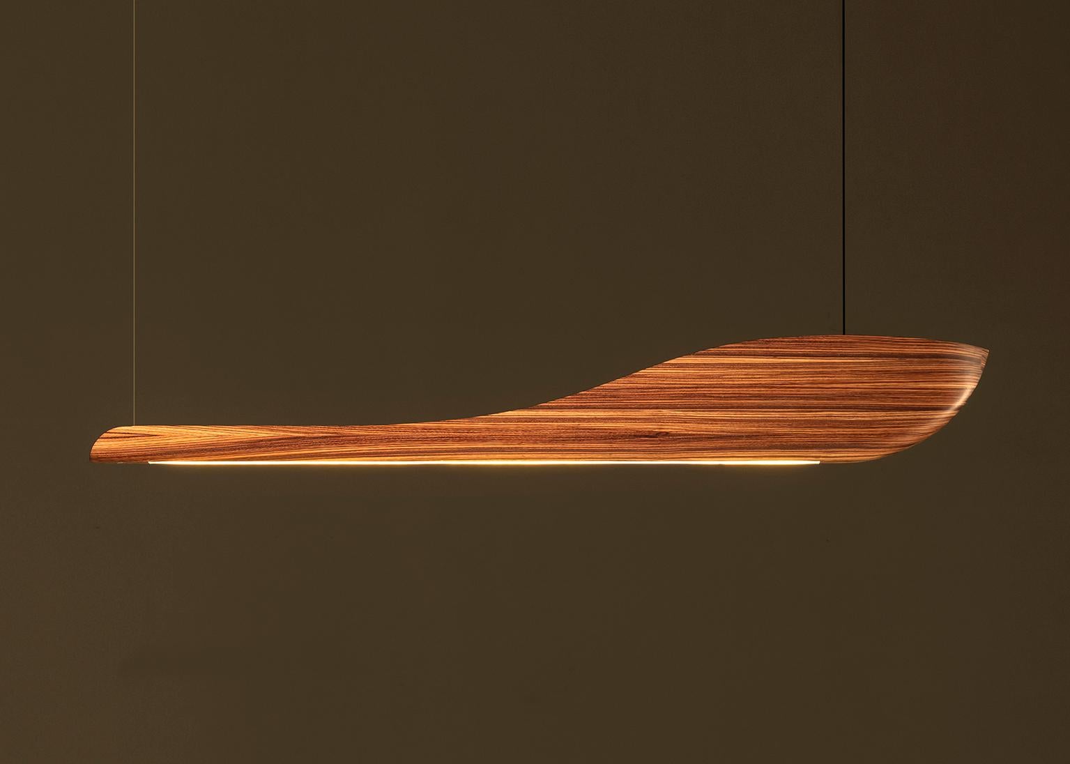 Vento Pendant Light by Marcos Amato, Exotic Solidwood, Zebrawood, Limited Edition In New Condition For Sale In Atibaia, Sao Paulo