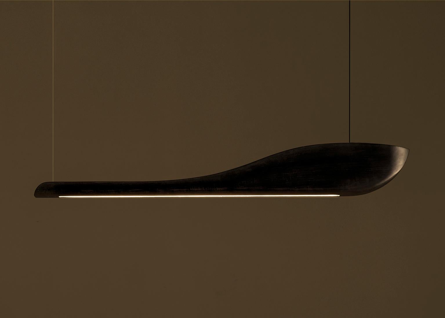 Modern Vento Pendant Light by Marcos Amato in Solidwood, Carbonized, Limited Edition For Sale