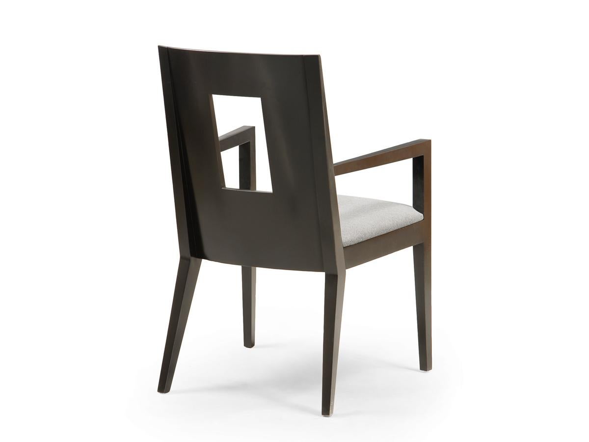 Art Deco Ventra Arm Dining Chair with Expresso Maple with Cut Out in Back by Lee Weitzman For Sale