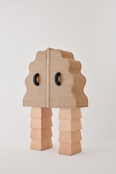 Ventura Cabinet in Woven Rattan & Lacquered Oak Wood by Joyful Objects Yes!