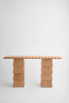 Ventura Console Table in Natural Oak Wood & Oak Plywood by Joyful Objects Yes!