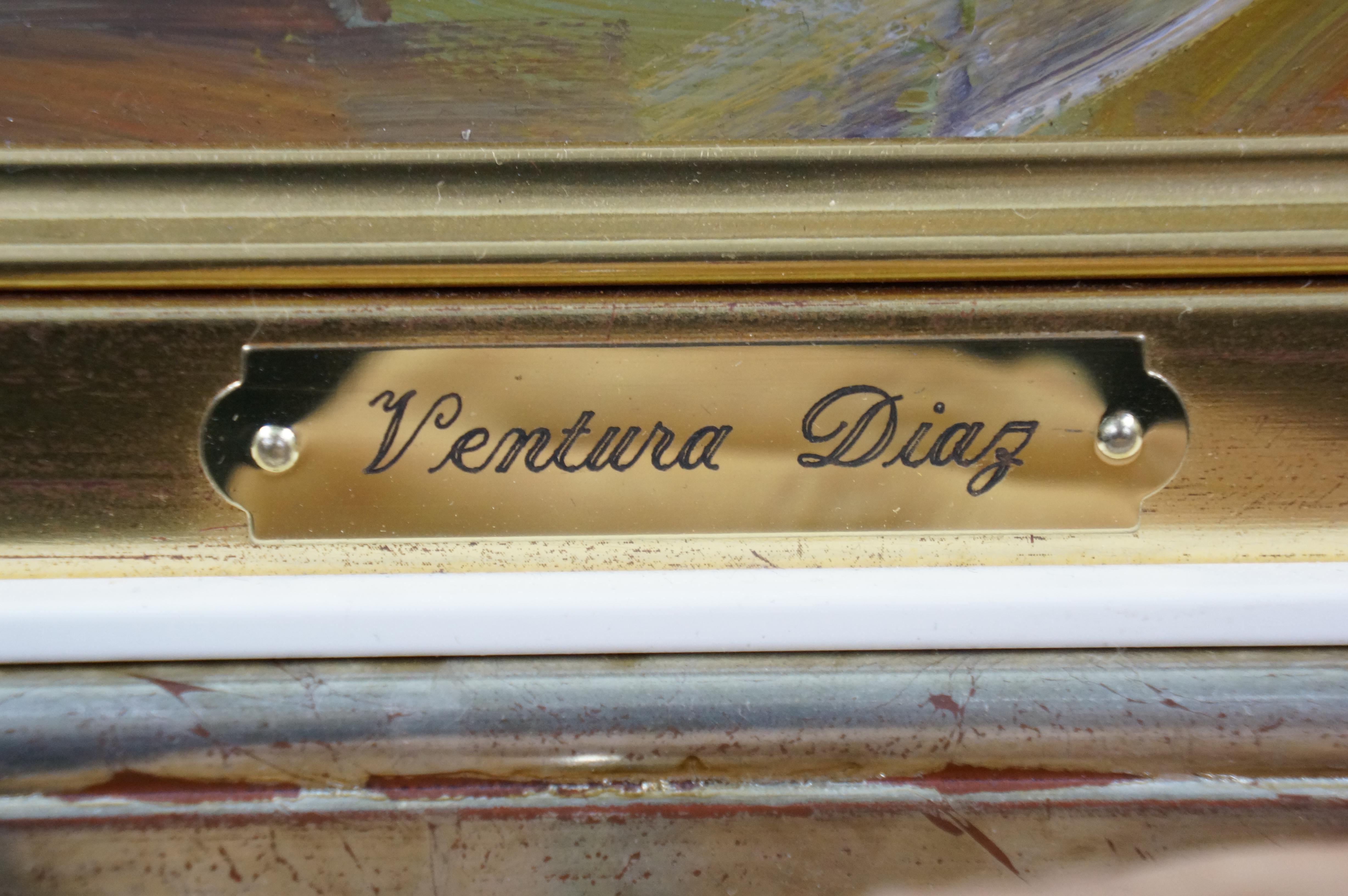 Ventura Diaz ''Pescatore'' Pittura a olio Impressionista Paesaggio marino su tela 35