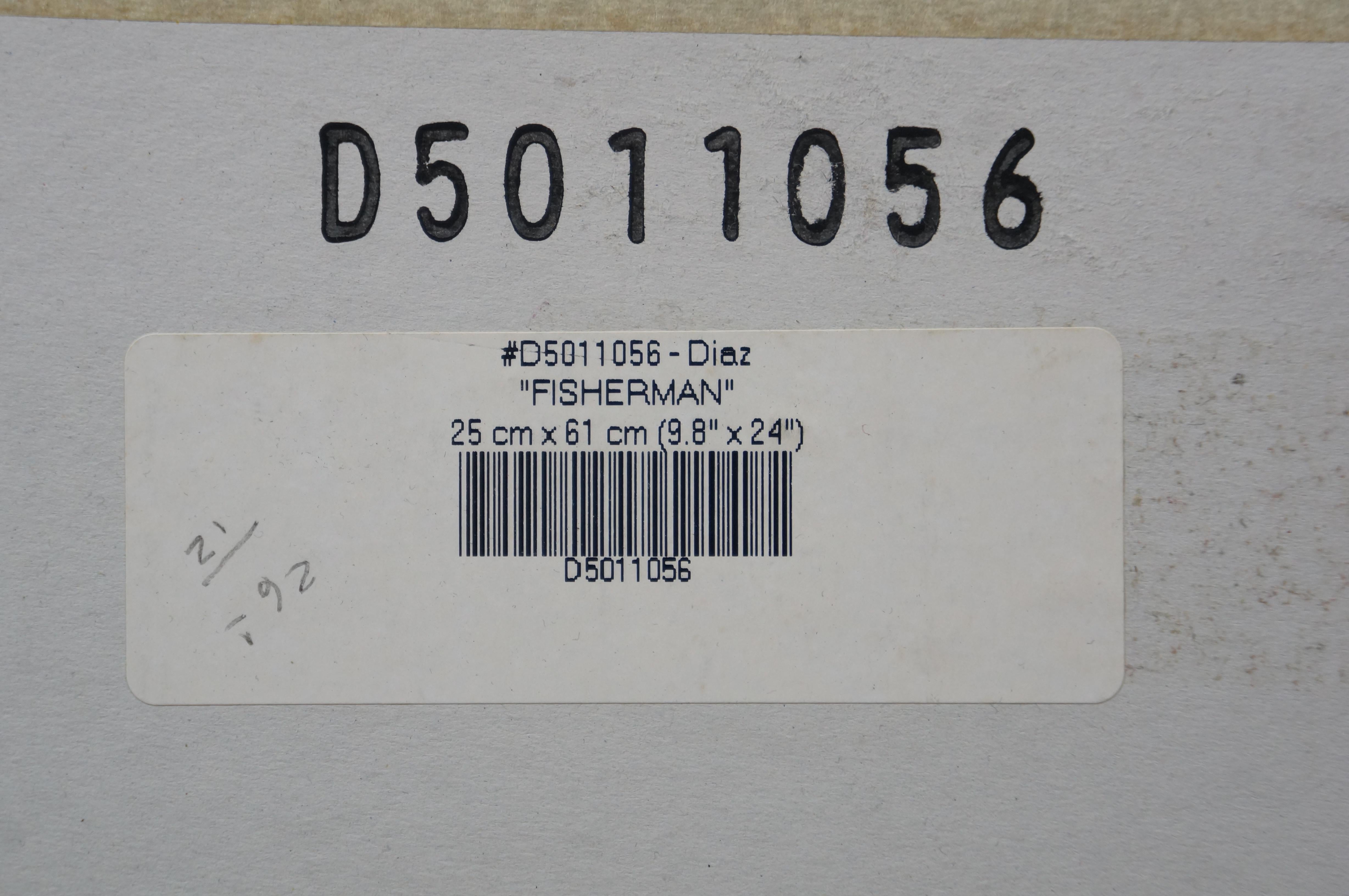 Ventura Diaz ''Pescatore'' Pittura a olio Impressionista Paesaggio marino su tela 35