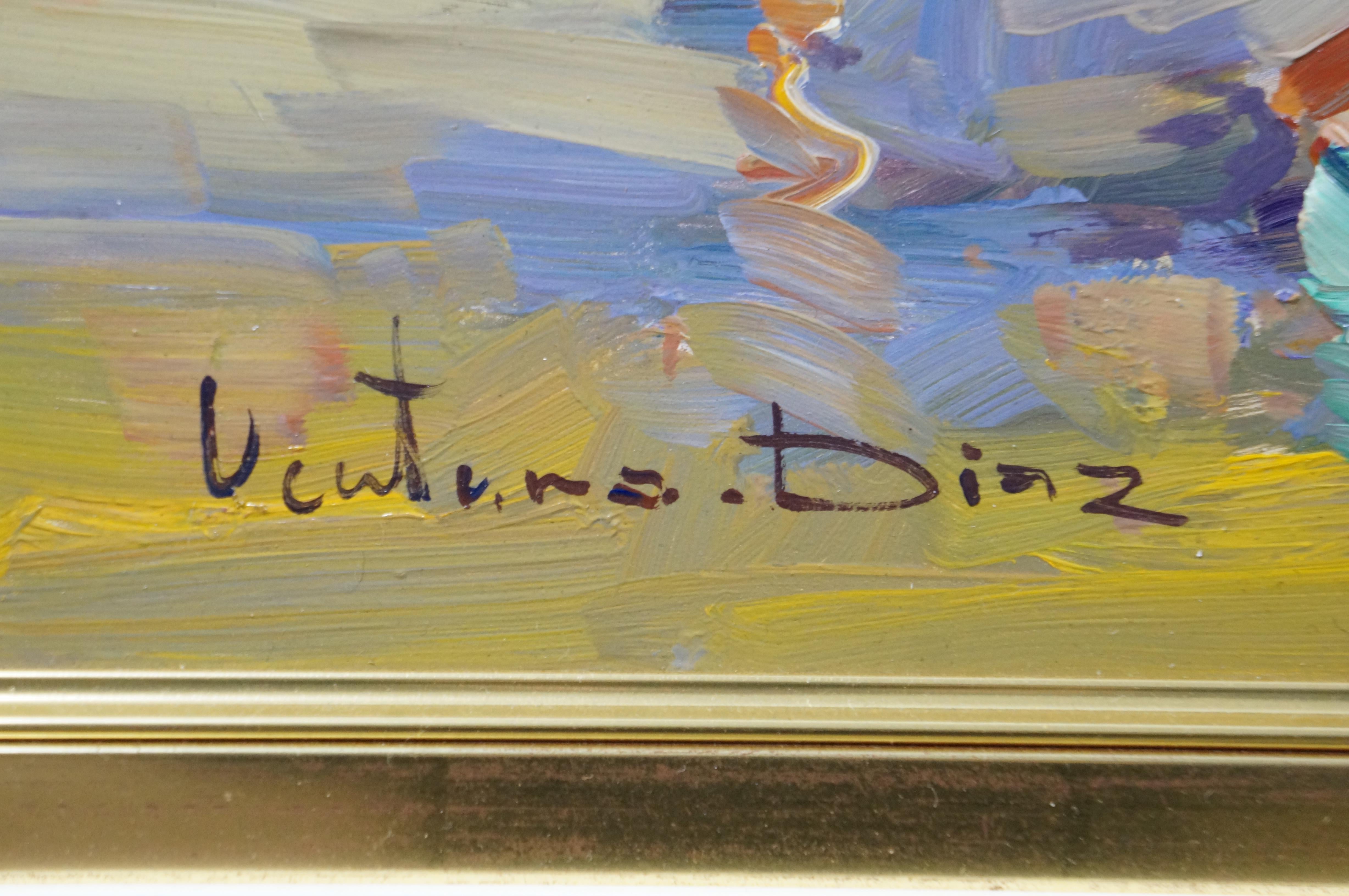 Tela Ventura Diaz ''Pescatore'' Pittura a olio Impressionista Paesaggio marino su tela 35