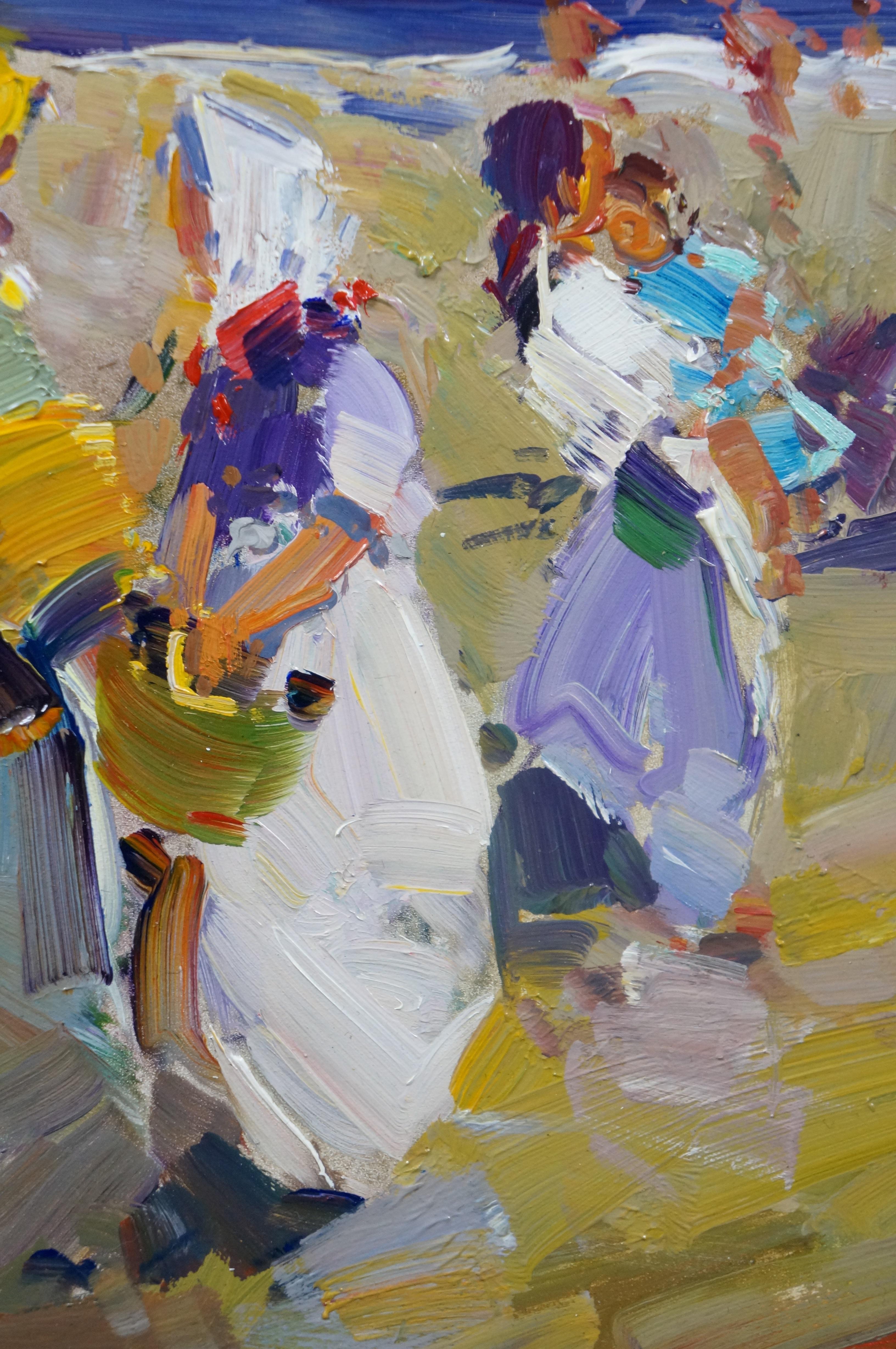 Ventura Diaz ''Pescatore'' Pittura a olio Impressionista Paesaggio marino su tela 35