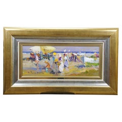 Ventura Diaz 

Fisherman
 Oil Painting Impressionist Seascape Beach Canvas 35"