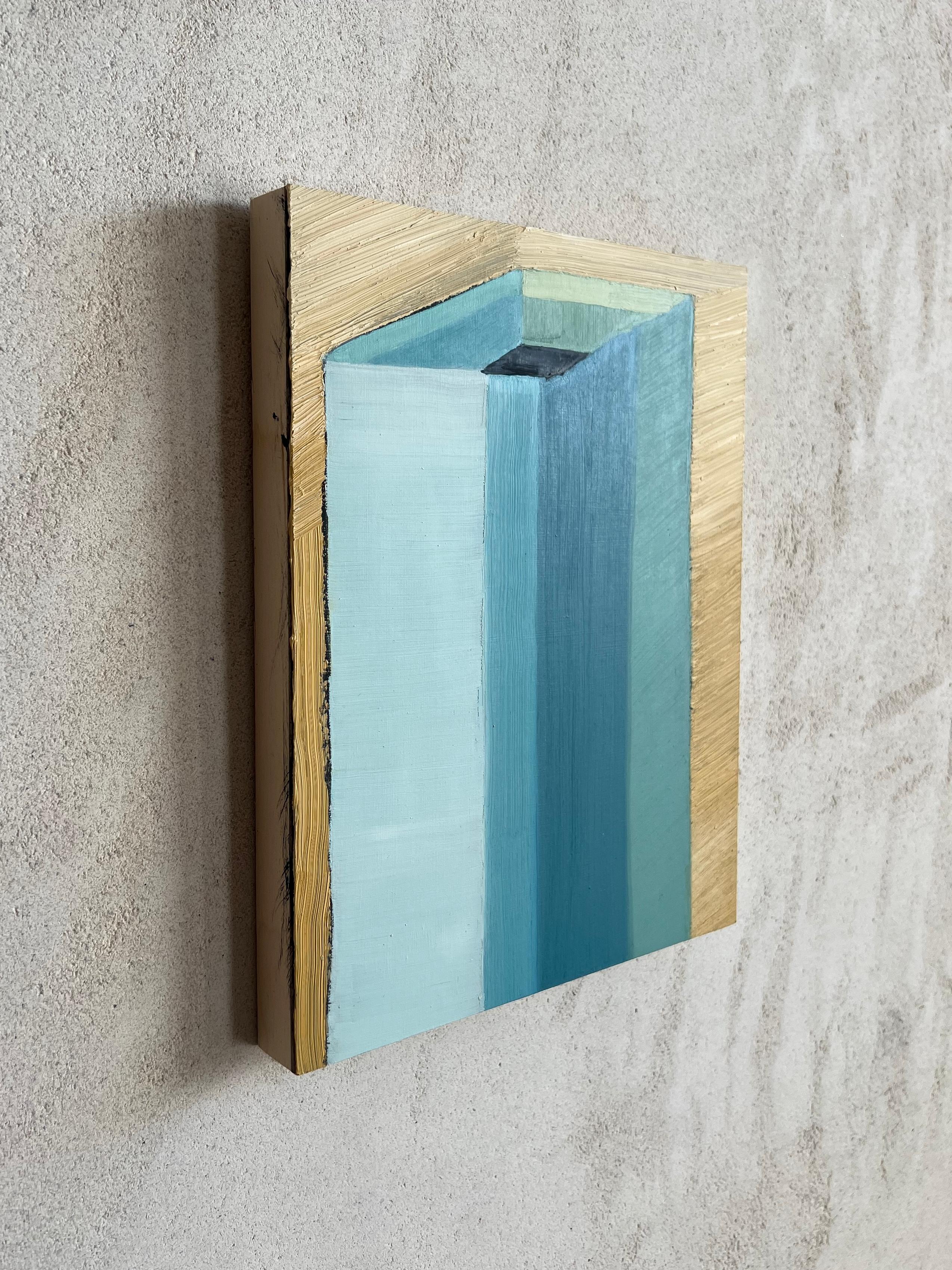 vasca dei pesci, studio del colore blu, grattacielo surreale, pittura a olio, Vriesendorp - Art di Ventura Perez
