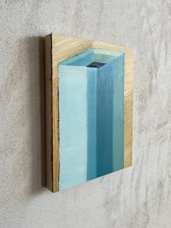 fish tank, blue color study, surreal skyscraper, oil painting, Vriesendorp