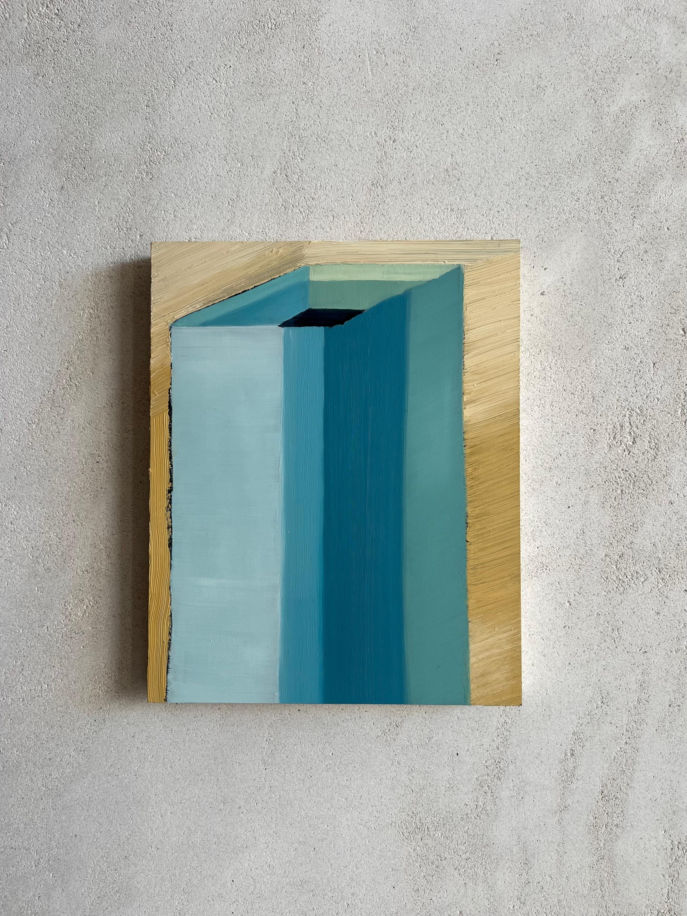vasca dei pesci, studio del colore blu, grattacielo surreale, pittura a olio, Vriesendorp - Art Romantico di Ventura Perez