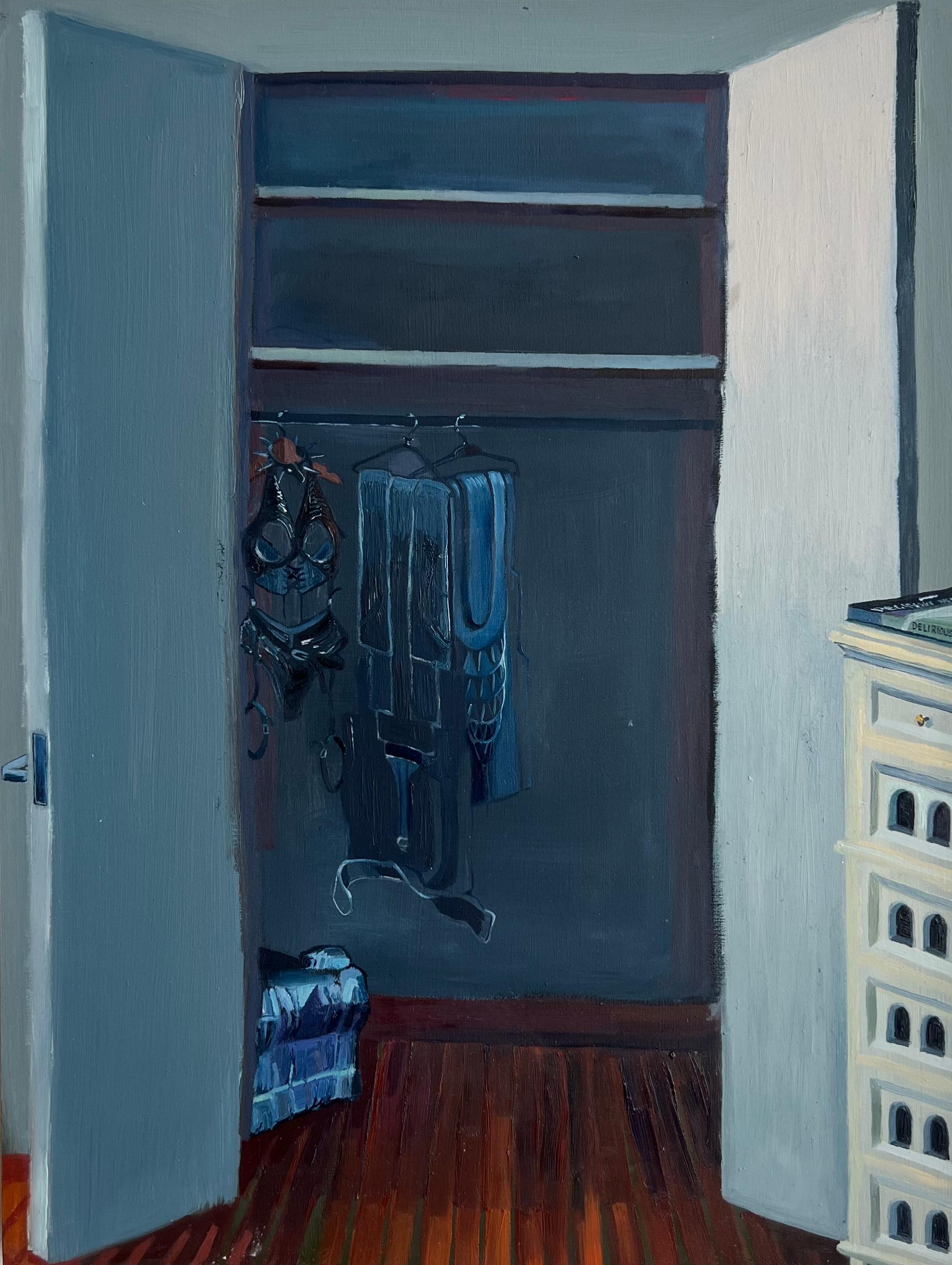 Armoire surréaliste de costumes pour bâtiments, Vriesendorp, huile sur carton originale