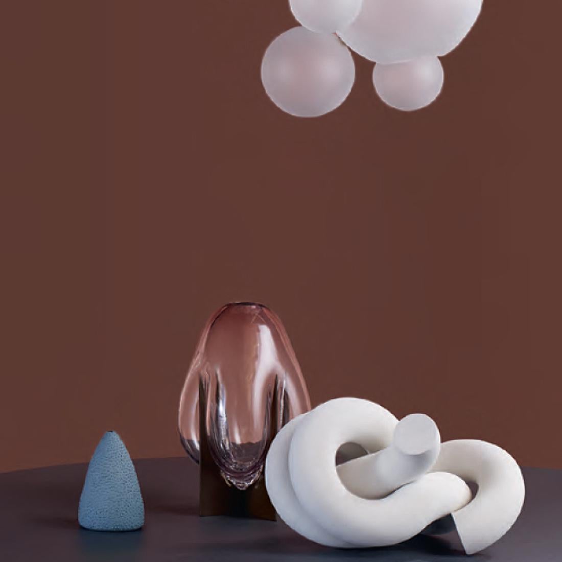 Contemporary Venturi Pear Blue Vase , Murano Glass and Metal by Lara Bohinc, In Stock
