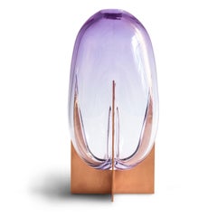 Venturi Pear Lilac Vase, Murano Glass and Metal by Lara Bohinc, In Stock