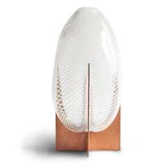 Venturi Pear White Vase, Murano Glass and Metal by Lara Bohinc, In Stock