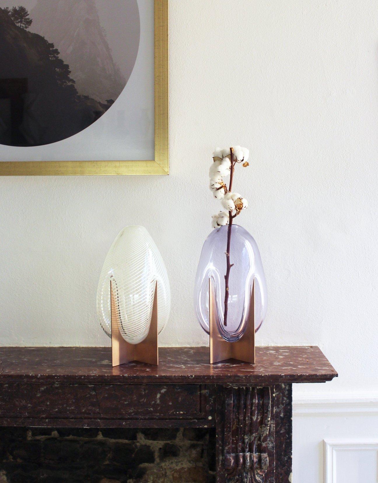 Venturi Pear White Vase, Murano Glass and Metal by Lara Bohinc, In Stock 3