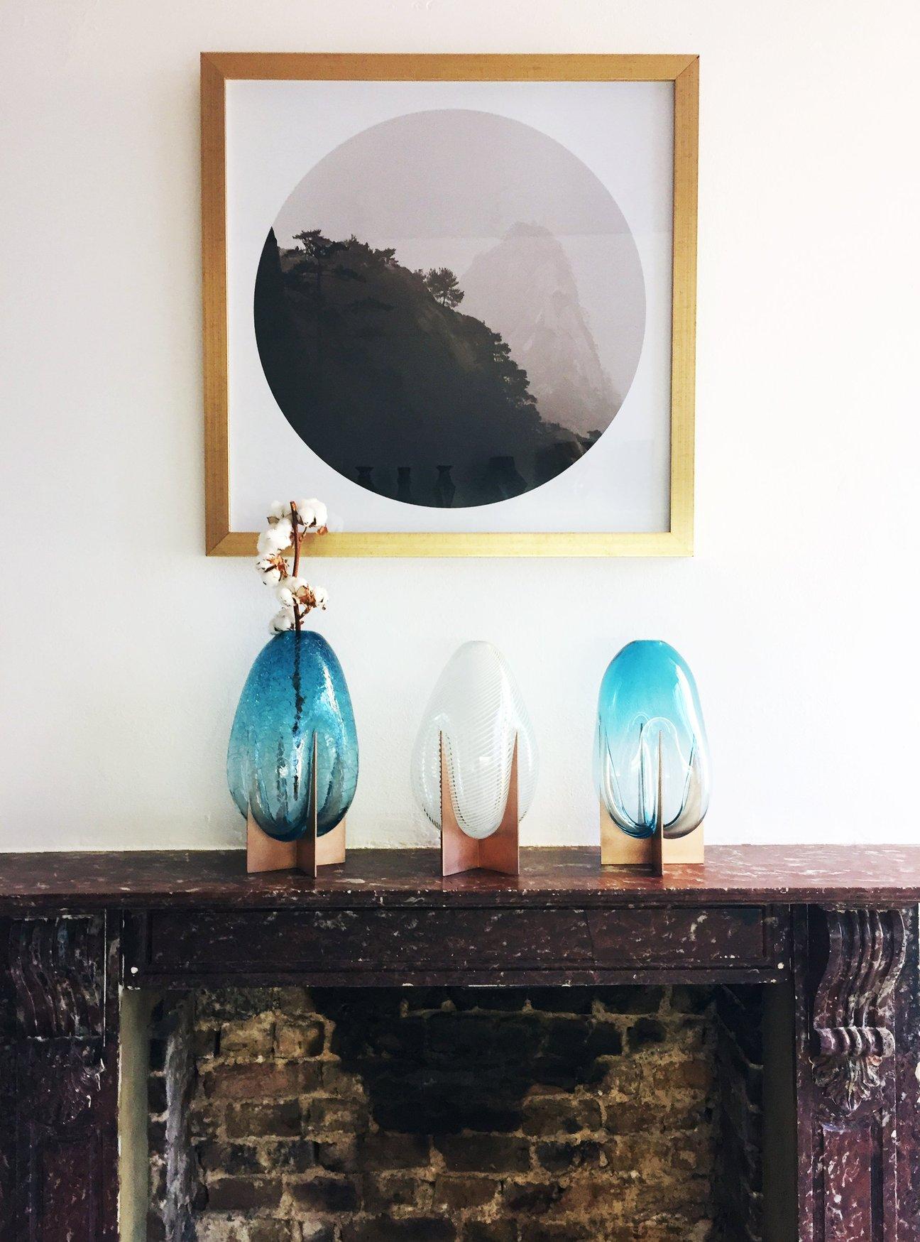 Venturi Pear White Vase, Murano Glass and Metal by Lara Bohinc, In Stock 4