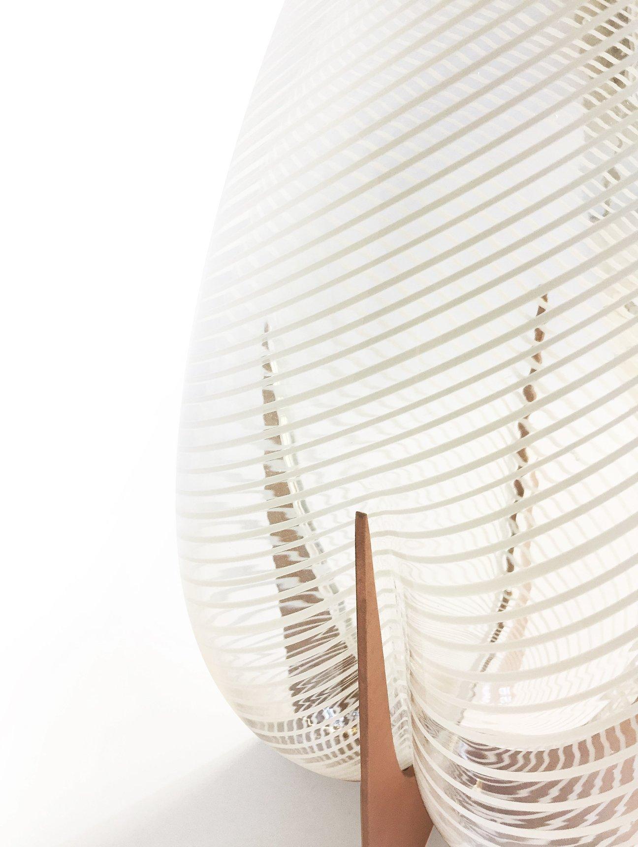 Blown Glass Venturi Pear White Vase, Murano Glass and Metal by Lara Bohinc, In Stock
