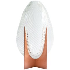 Venturi Pear White Vase, Murano Glass and Metal by Lara Bohinc, In Stock