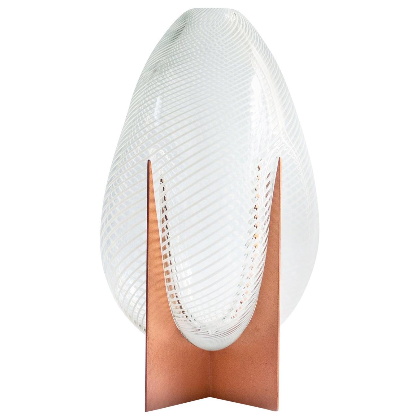 Venturi Pear White Vase, Murano Glass and Metal by Lara Bohinc, In Stock
