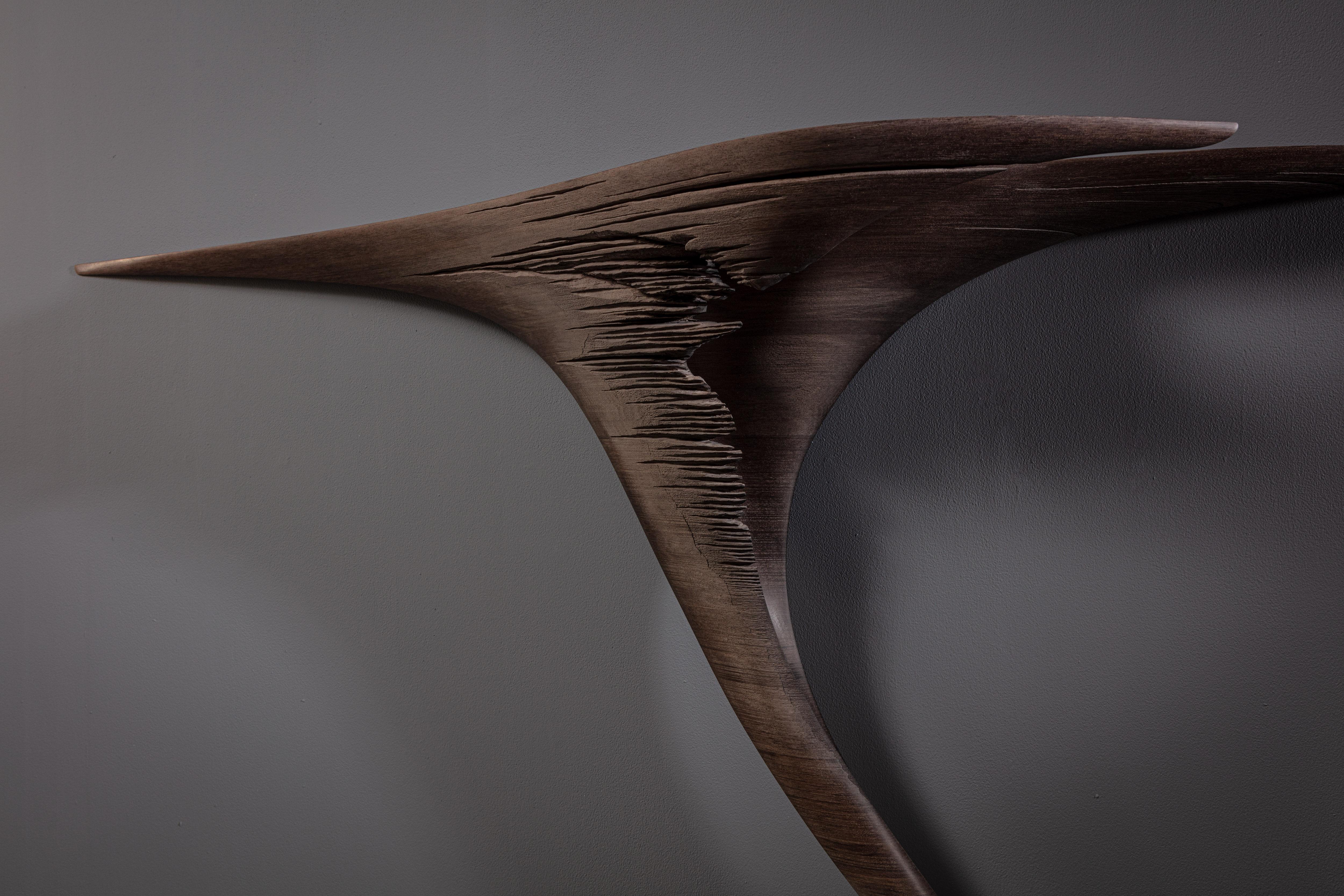 English Ventus Hand-Sculpted Console Table in Eroded American Walnut by Tor Rothschild For Sale
