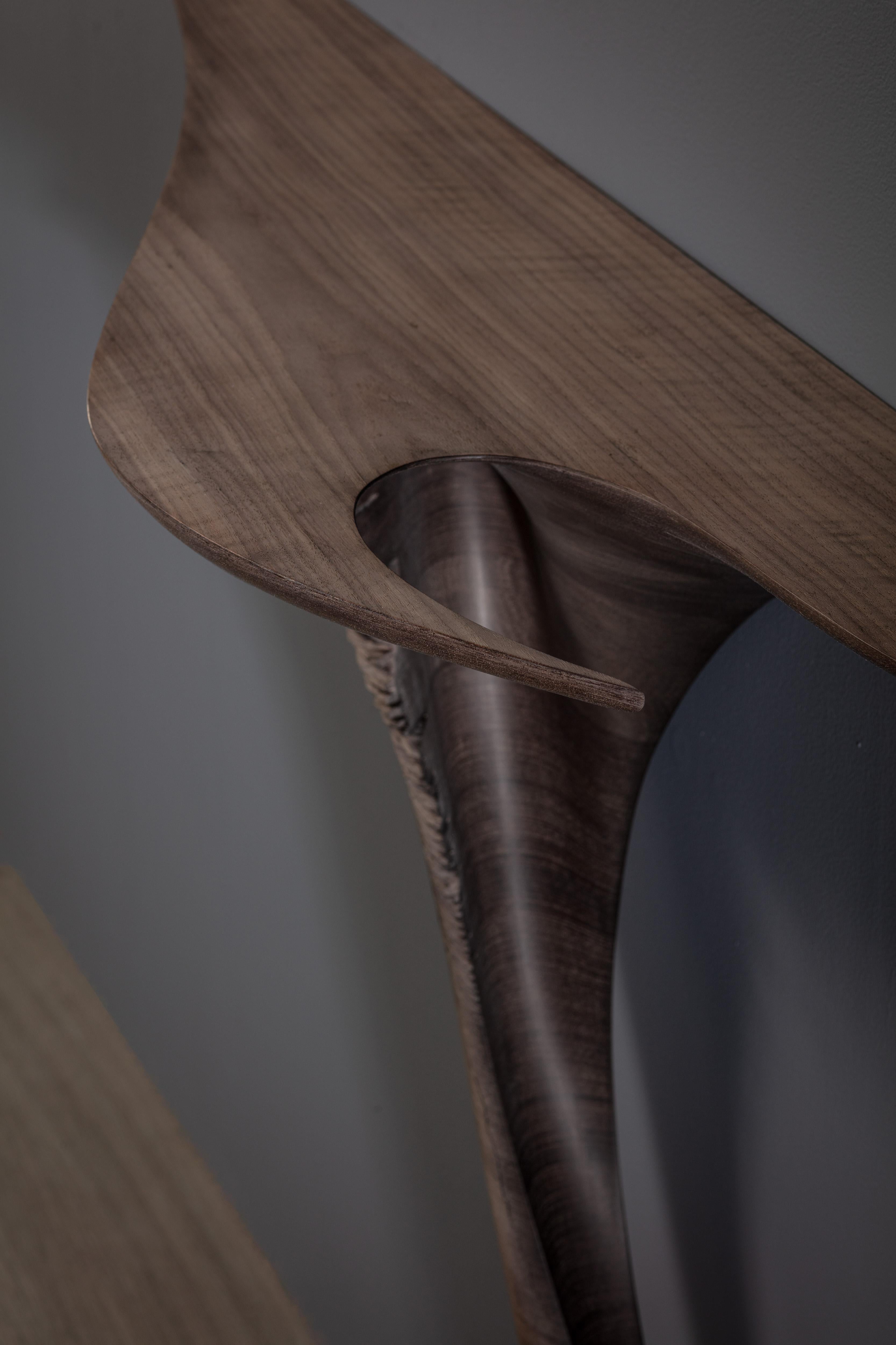 Other Ventus Hand-Sculpted Console Table in Eroded American Walnut by Tor Rothschild For Sale