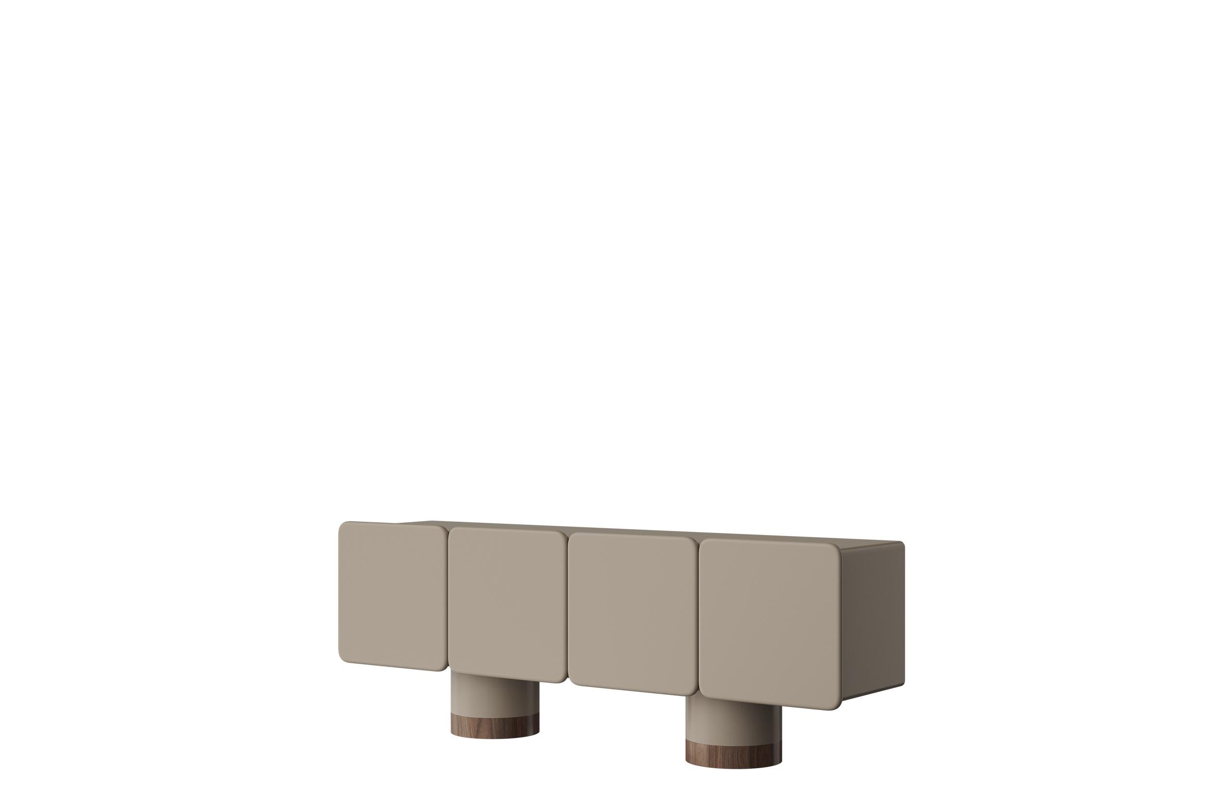 Post-Modern Venus, 4 Rounded Doors Sideboard on Two Cylinder Legs in Lacquer by Ultramobili For Sale