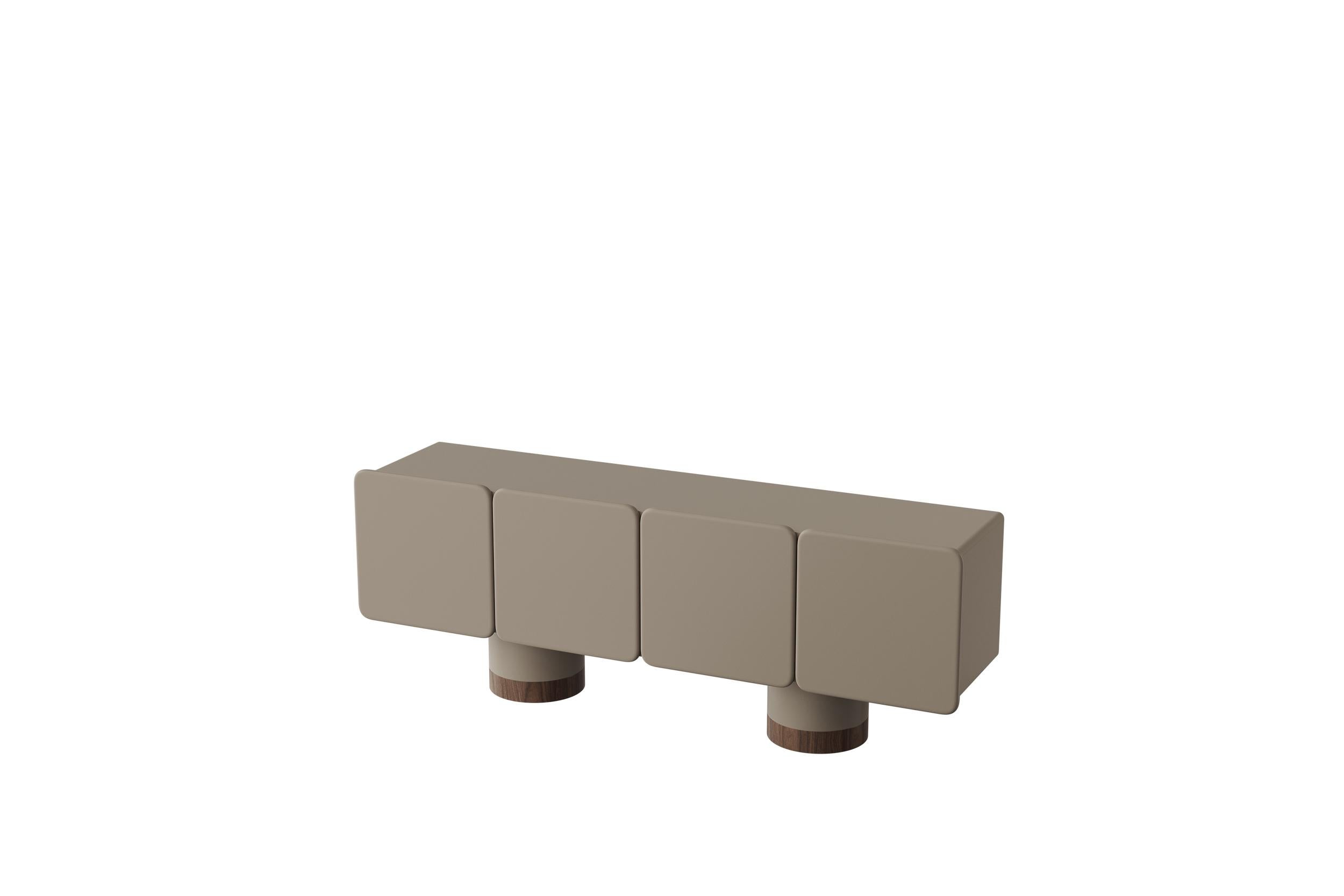 Italian Venus, 4 Rounded Doors Sideboard on Two Cylinder Legs in Lacquer by Ultramobili For Sale