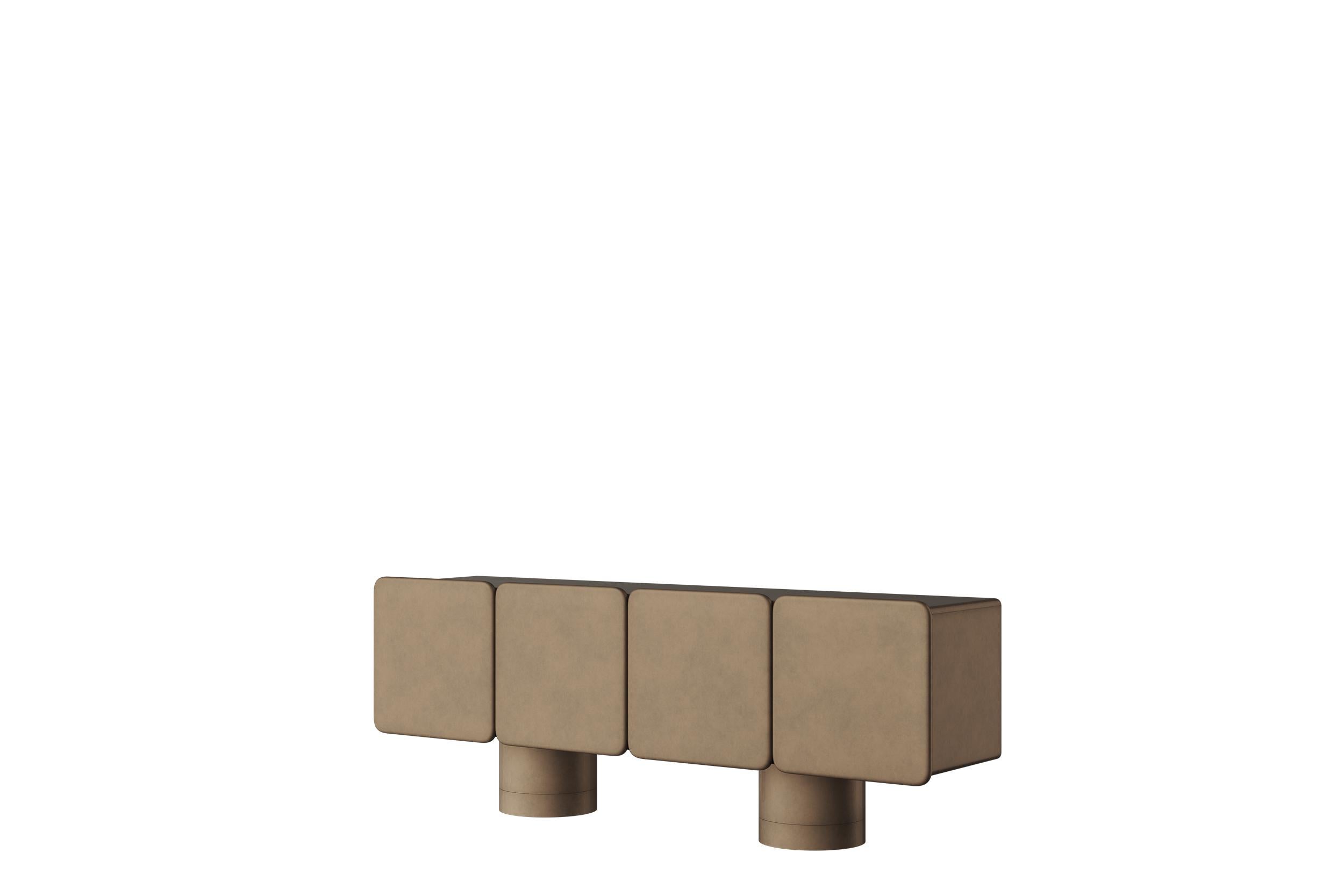 Contemporary Venus, 4 Rounded Doors Sideboard on Two Cylinder Legs in Lacquer by Ultramobili For Sale