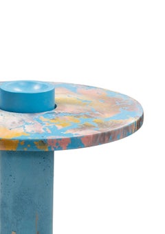 Venus Accent Console Table, Concrete Oracle Pattern Bulb Base and Disk Top