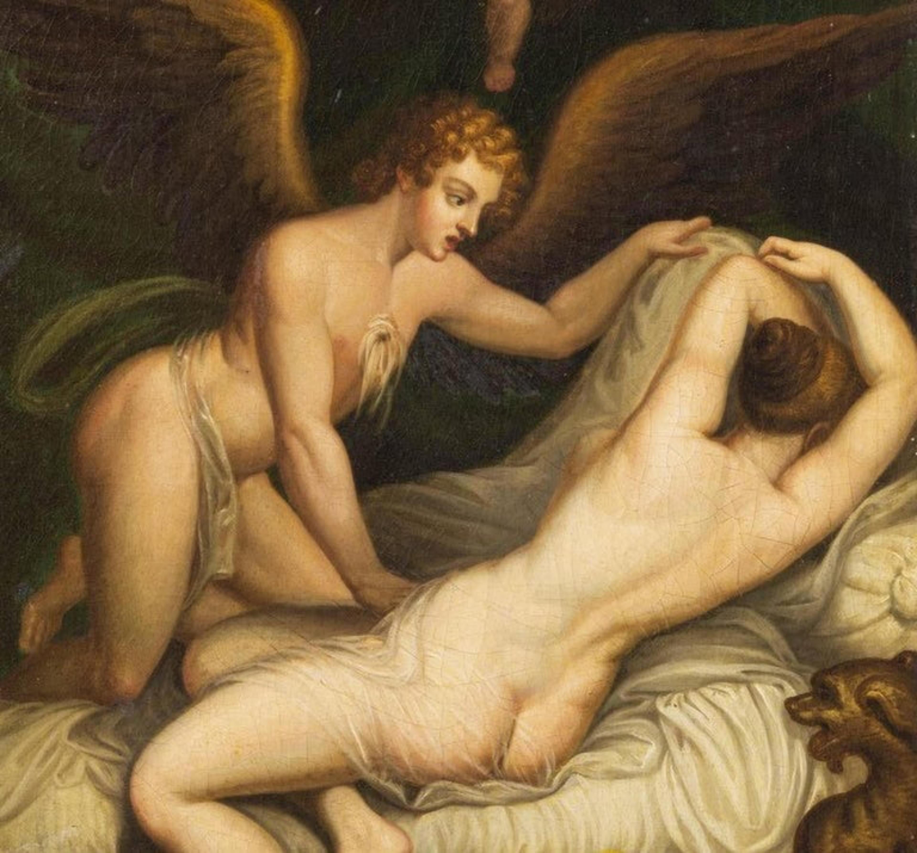 Venus and cupid 19th century.

French school.
oil on canvas.
Dimension: 66 x 51 cm.
Good conditions.