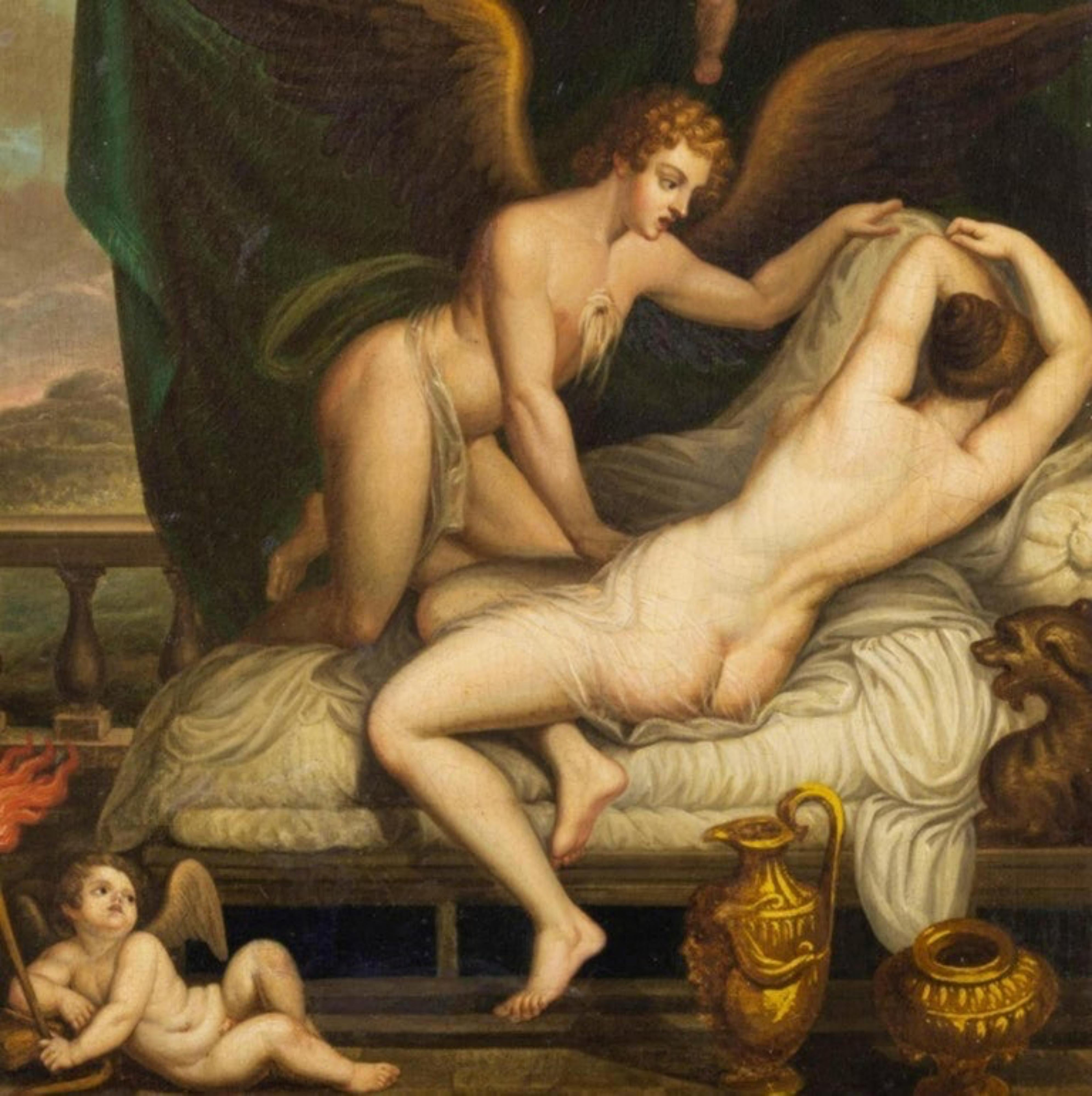 A olio Venere e Cupido Scuola francese del XIX secolo in vendita