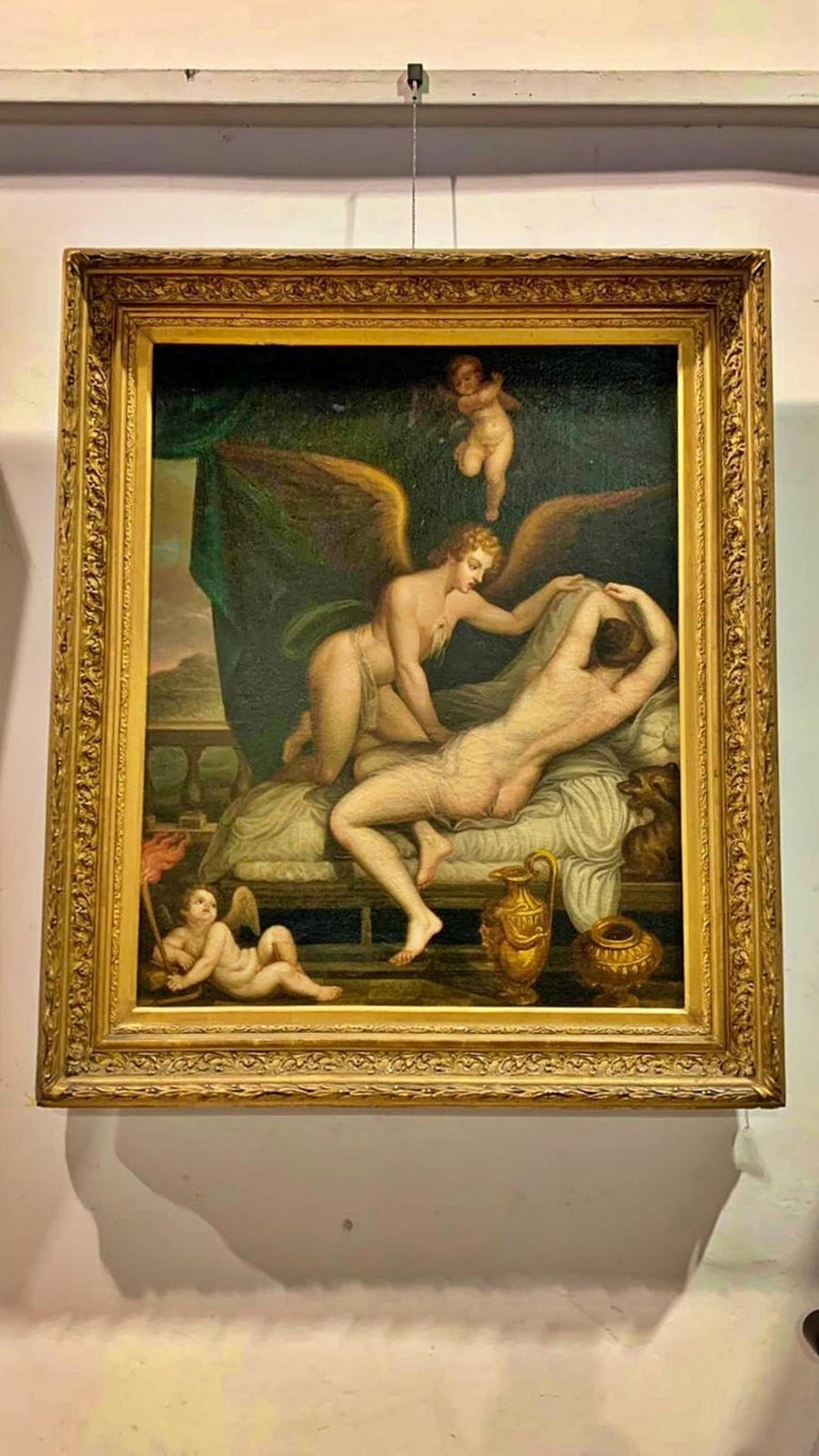Paint Venus and Cupid 19th Century French School For Sale