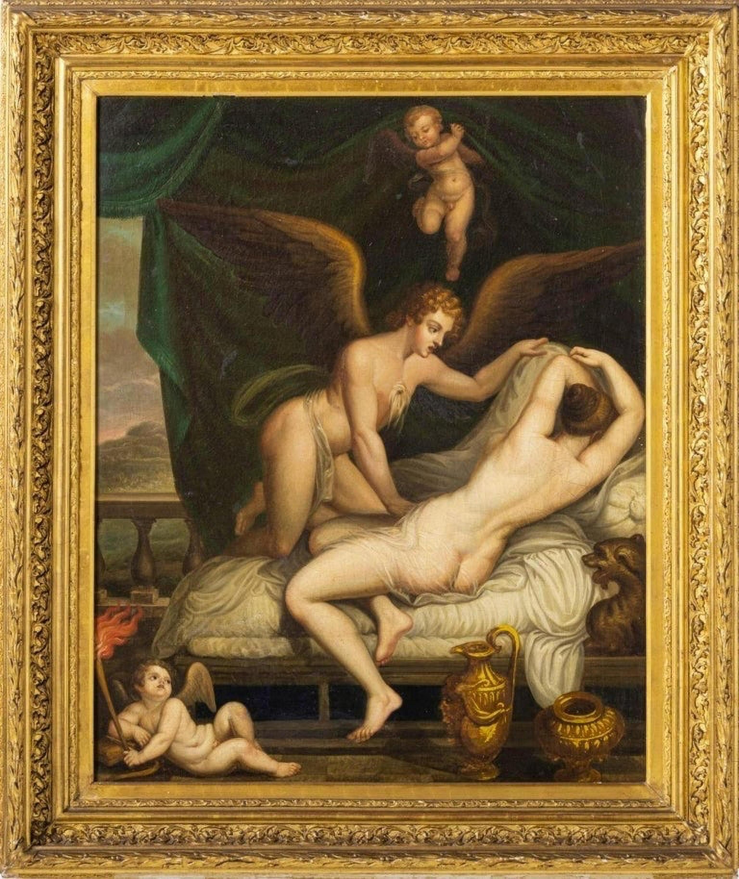 Pittura Venere e Cupido Scuola francese del XIX secolo in vendita