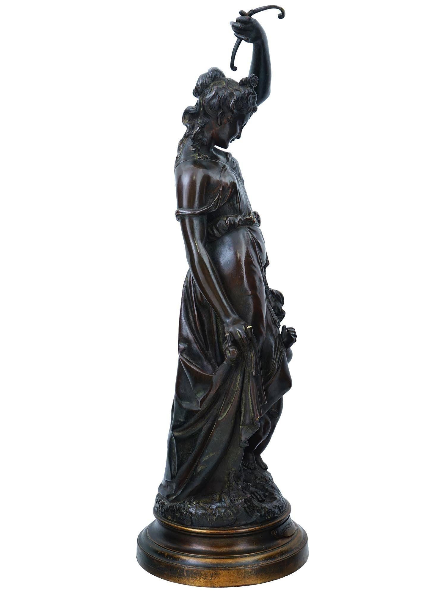 French Venus and Cupid Bronze After Henri Emile Adrien Trodoux Bronze Sculpture  For Sale