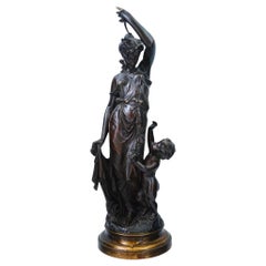 Antique Venus and Cupid Bronze After Henri Emile Adrien Trodoux Bronze Sculpture 