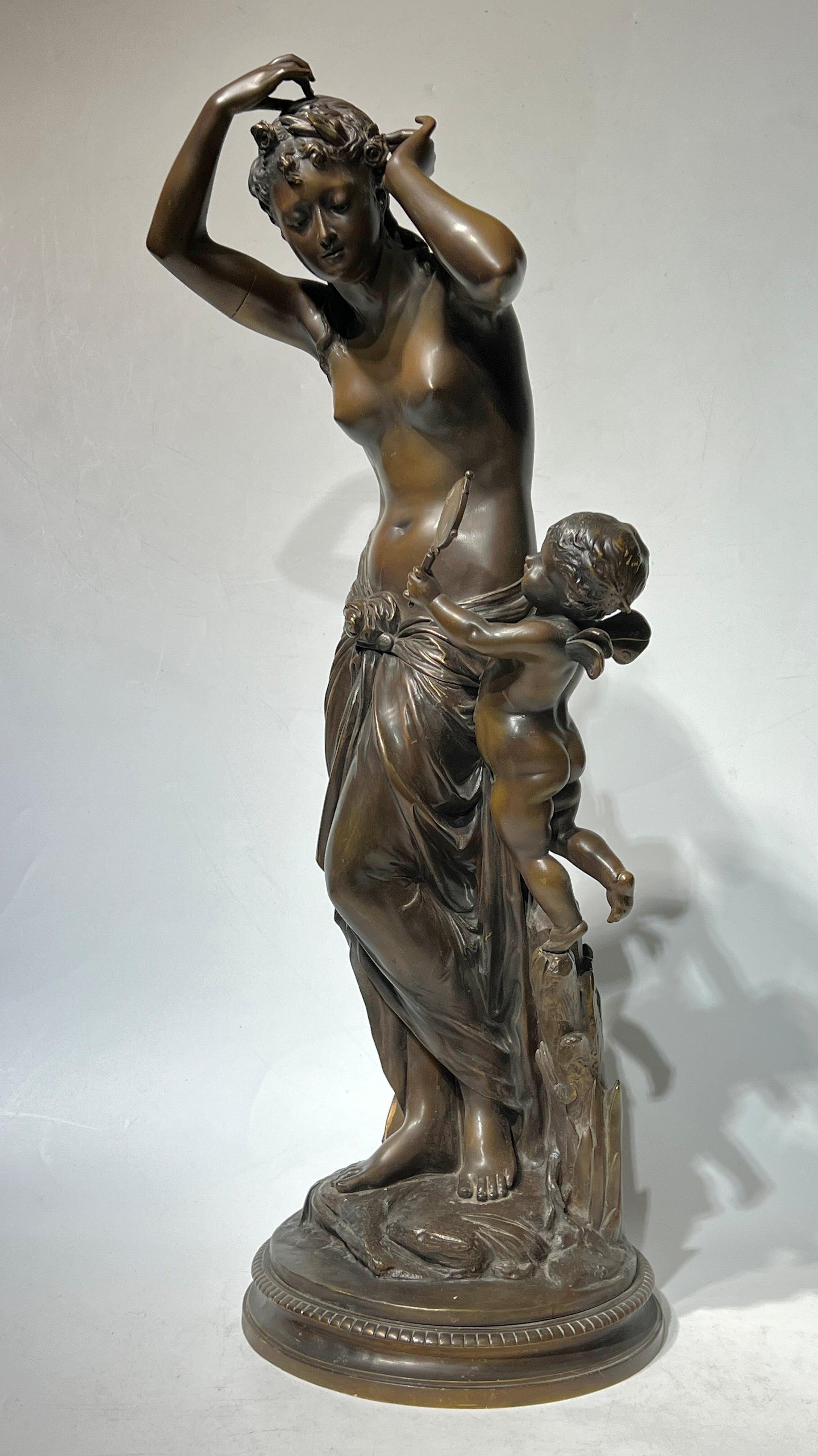 Venus und Amor-Bronze-Skulptur nach Jean Louis Gregoire, Venus und Amor (1840-1890) (Neoklassisch) im Angebot
