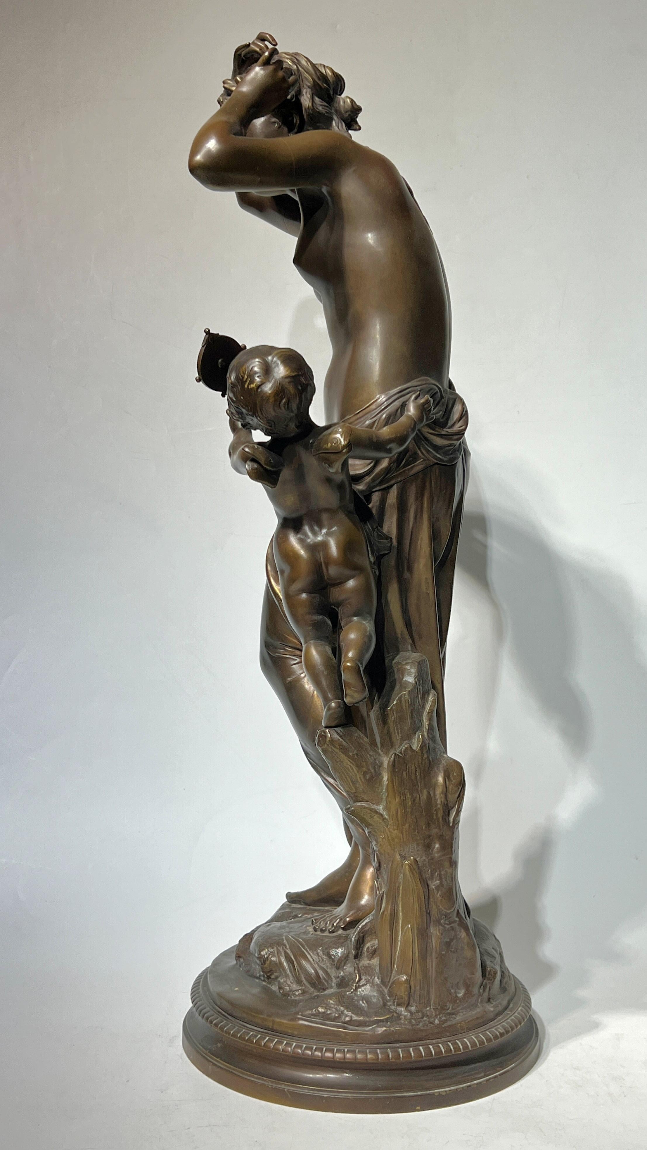 Venus und Amor-Bronze-Skulptur nach Jean Louis Gregoire, Venus und Amor (1840-1890) (Französisch) im Angebot