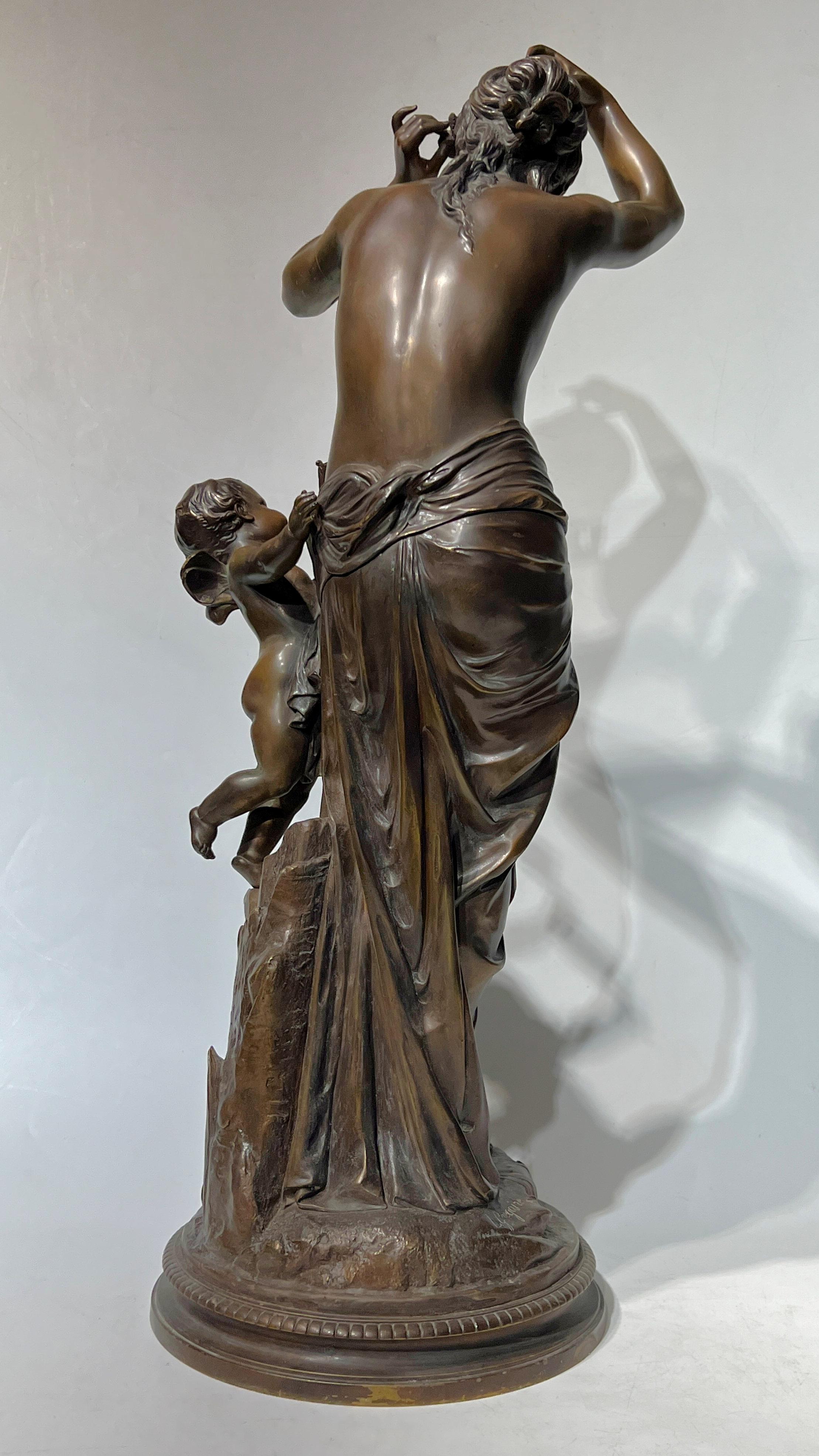 Venus und Amor-Bronze-Skulptur nach Jean Louis Gregoire, Venus und Amor (1840-1890) (Patiniert) im Angebot