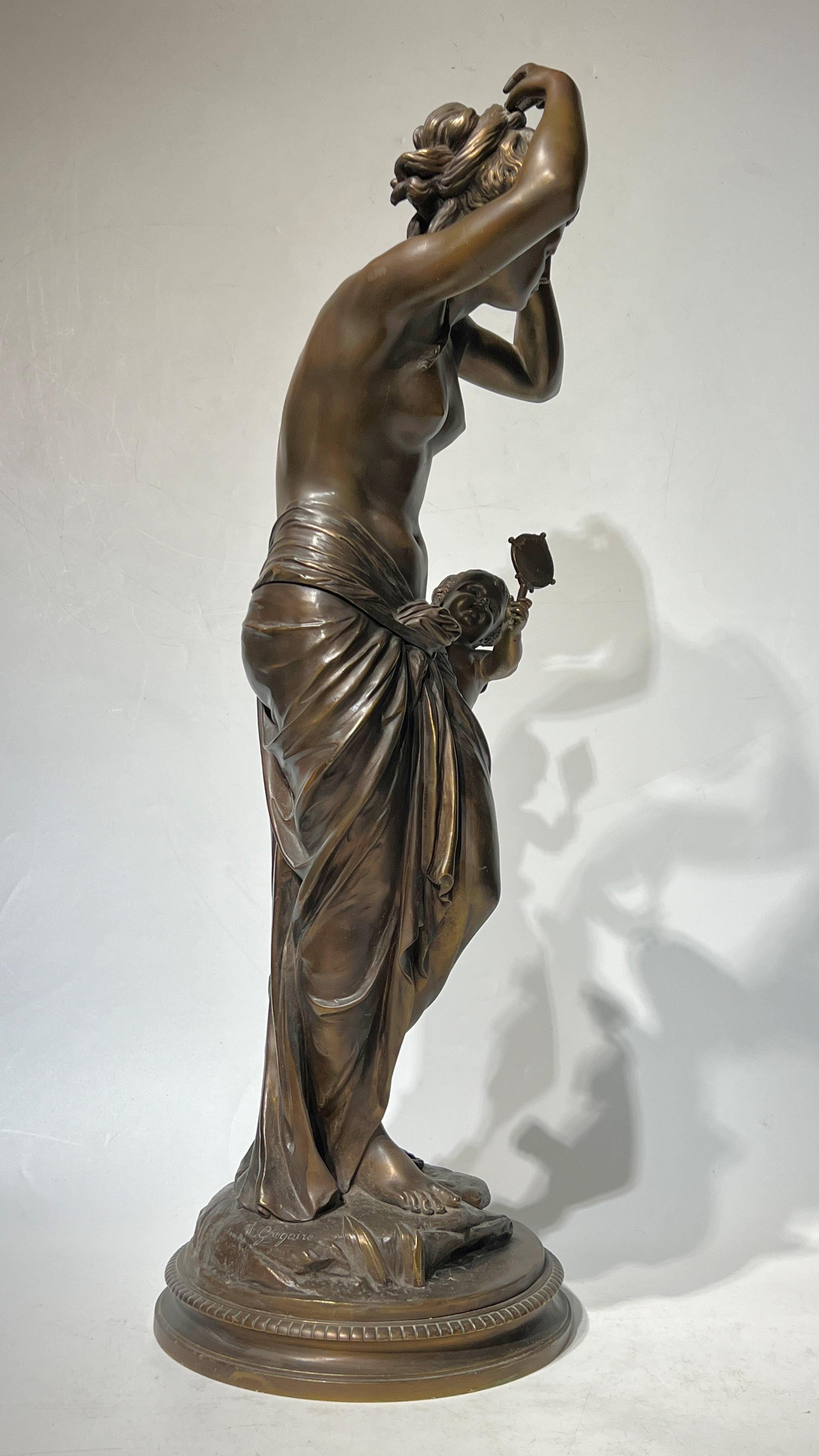 Venus und Amor-Bronze-Skulptur nach Jean Louis Gregoire, Venus und Amor (1840-1890) im Zustand „Gut“ im Angebot in New York, NY